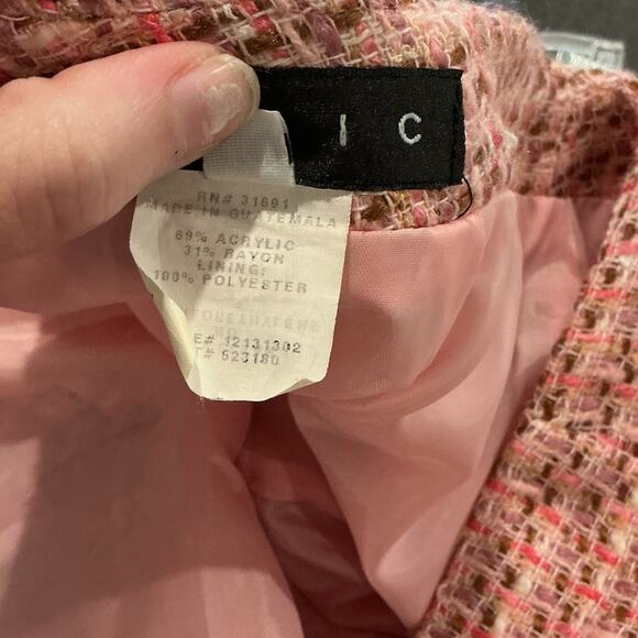 Logic Women’s Academia Career Pink Tweed Plaid Pencil Skirt Set Suit Size 10 - Picture 12 of 13